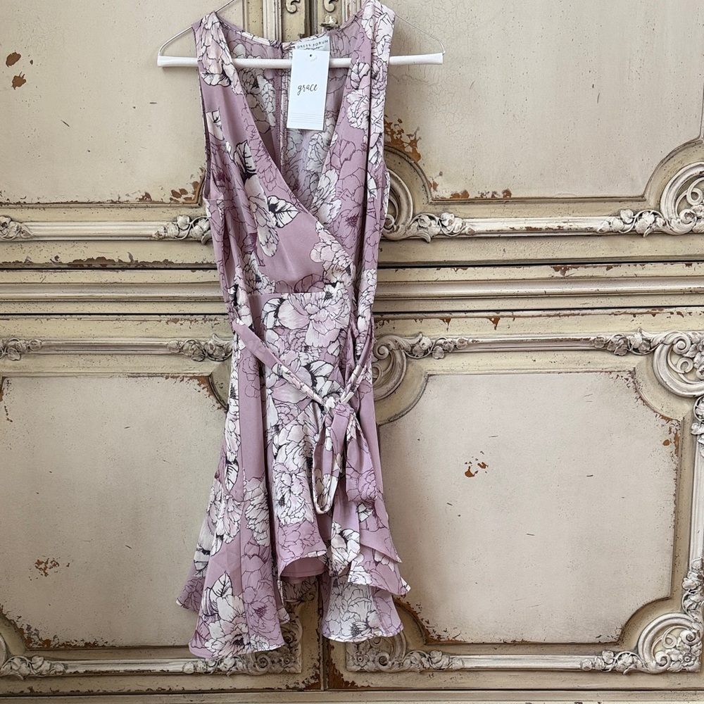 Dress Forum Dusty Rose Floral Wrap Mini Dress